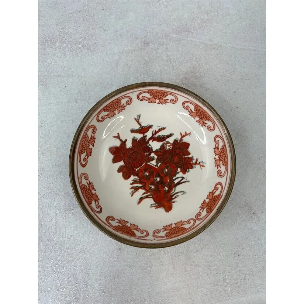 vintage japanese porcelain and brass plate‎ Wall hanging